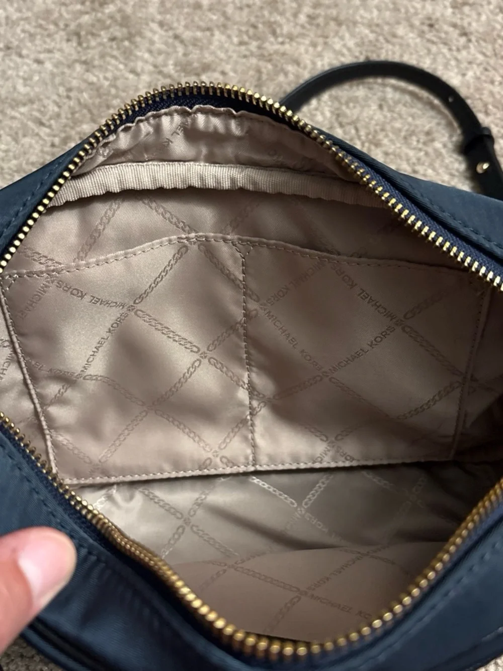 Black Crossbody Bag with Gold Hardware - Women